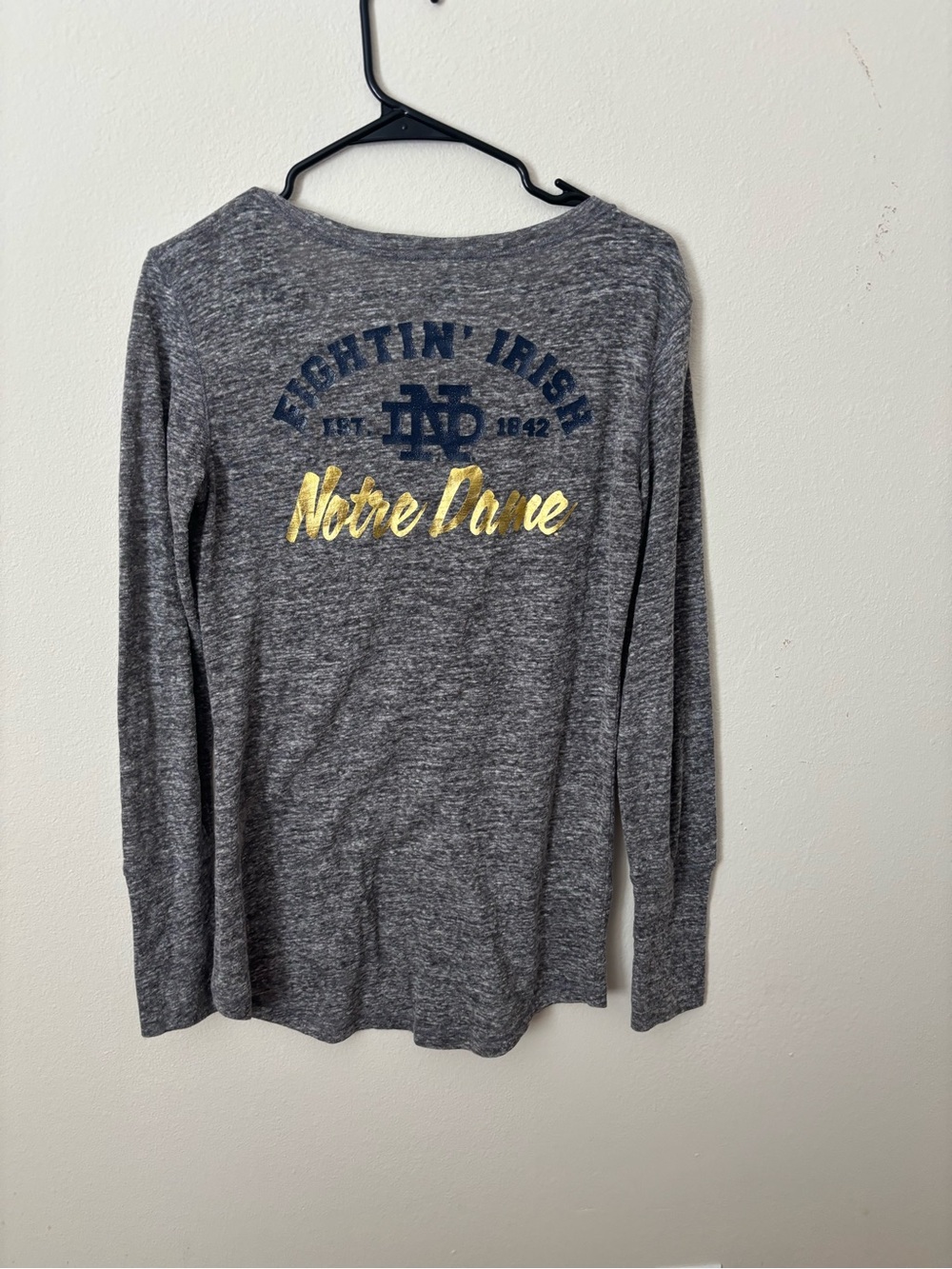 adidas Notre Dame Heather Gray Long-Sleeve Henley